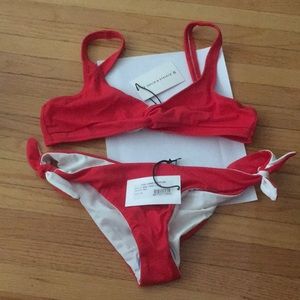 NWT Solid & Striped Jane Bikini Top - Red
